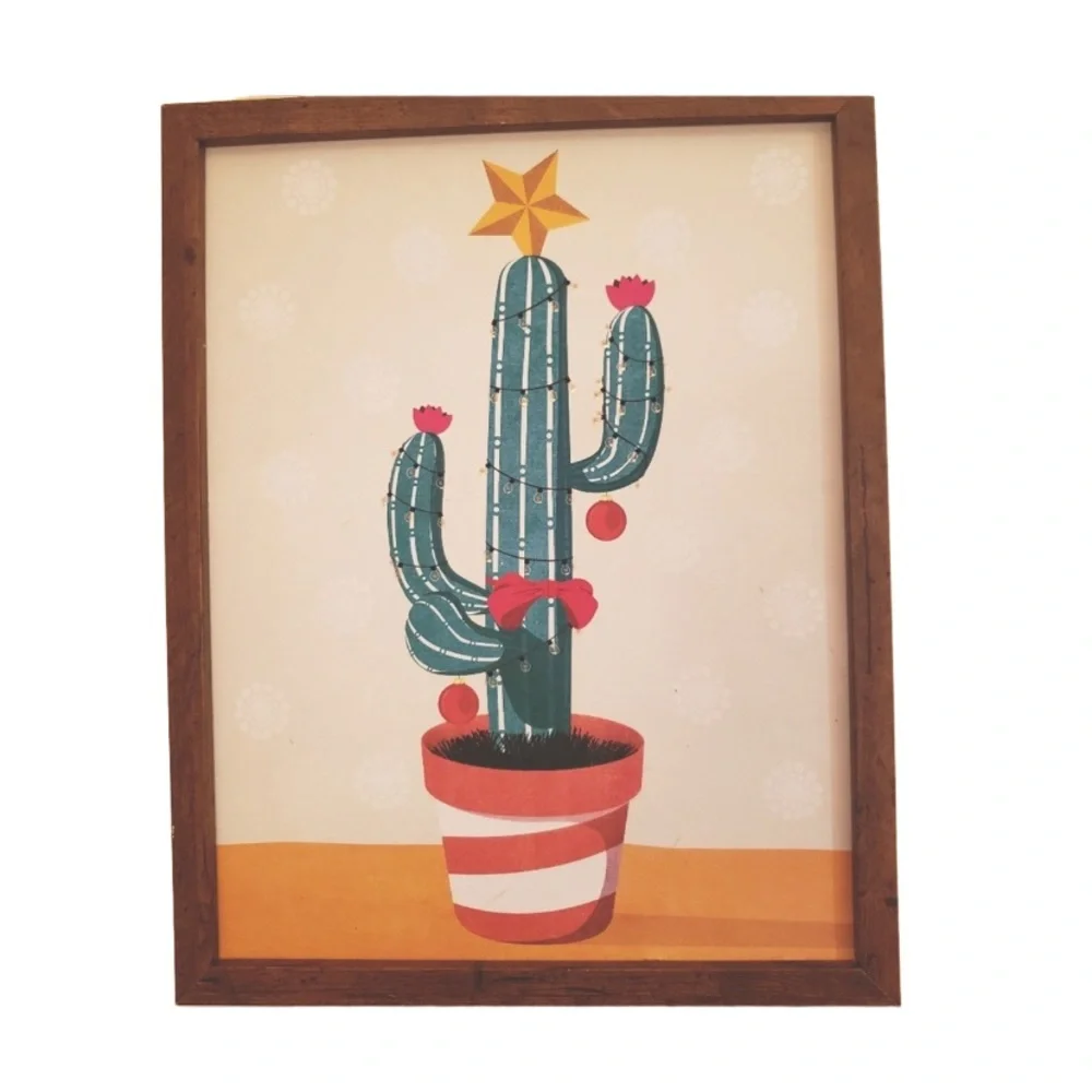 Holiday Framed Cactus Framed Boho Wall Art NWT
